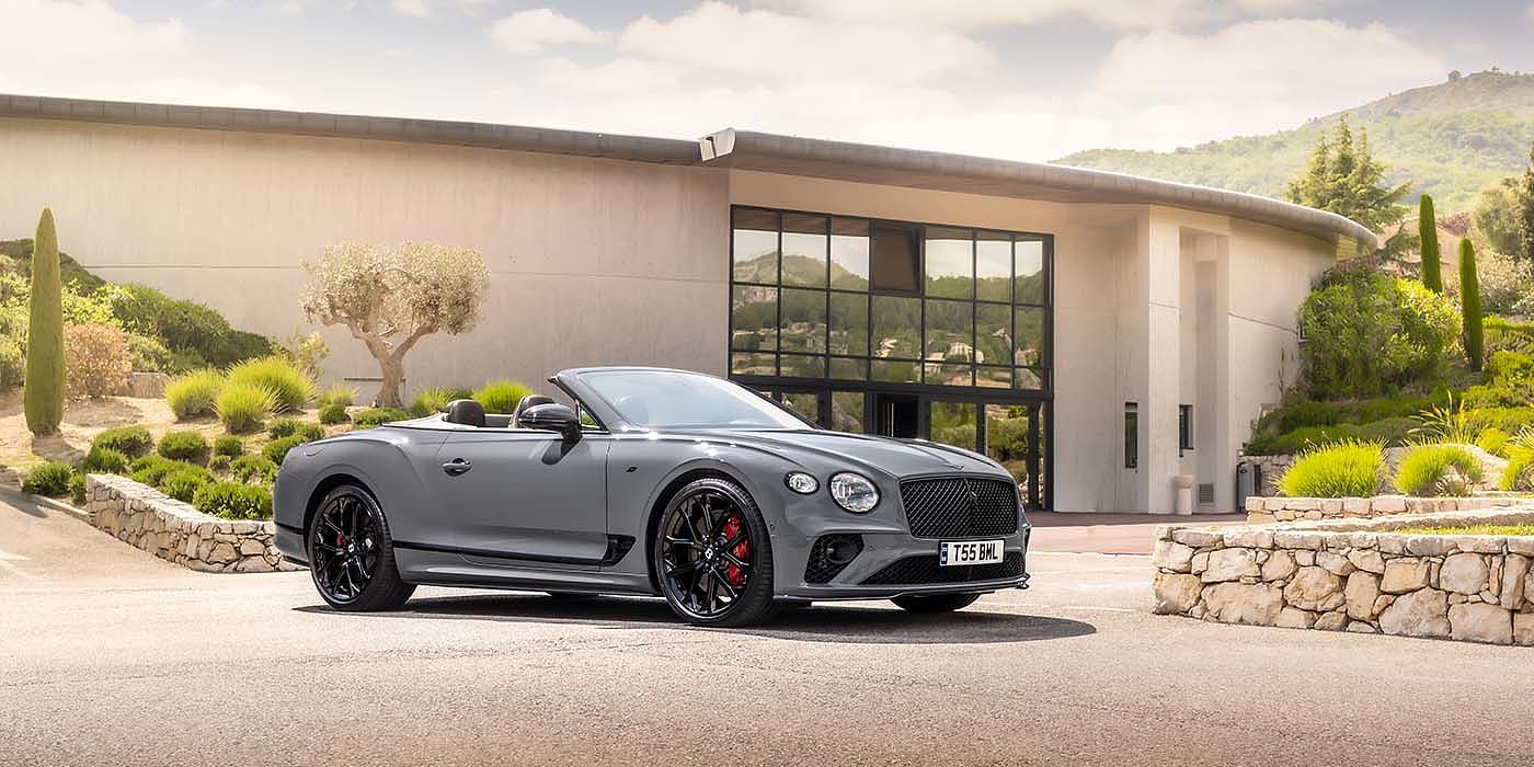 Bentley Sydney Bentley Continental GTC S convertible in Cambrian Grey paint front 34 static near house