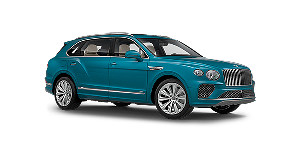 Bentley Sydney Bentley Bentayga EWB Azure front side angled view in Topaz blue coloured exterior. 